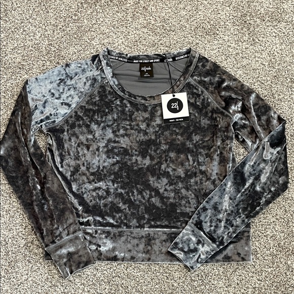 NWT 22Fresh Silver Velour Top - Picture 1 of 6